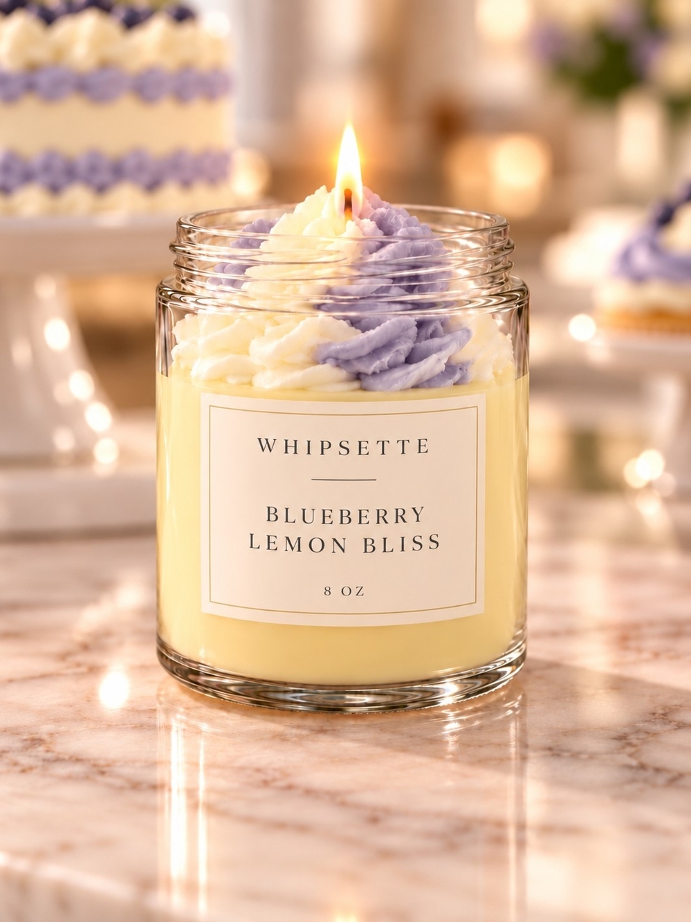 Blueberry Lemon Bliss Scented Candle - Cream & Lavender